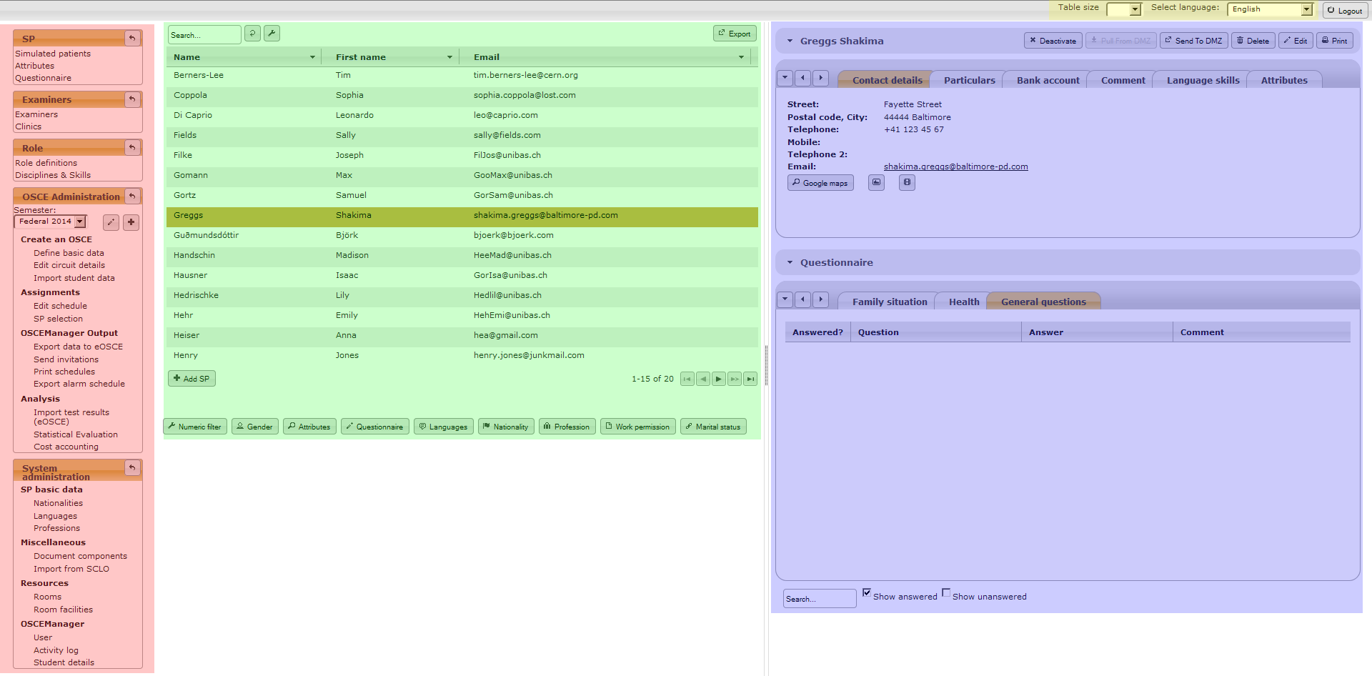 1-2: The main user interface segments of the application, which are colored red, green, blue and yellow in this screen shot.