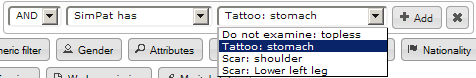 2-6: The attributes filter popup. The drop-down menu shows all the attributes that are available for selection.