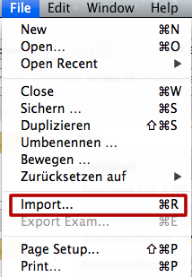 open the import dialog