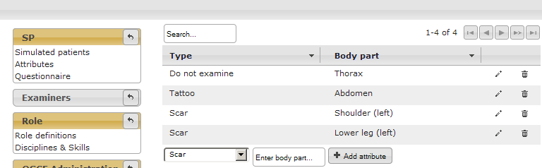 List of predefined attributes