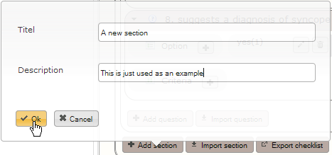 The Add section dialog.