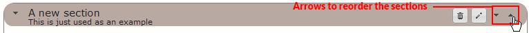 The arrows to move a section up/down the checklist.