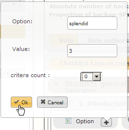 The add option dialog.