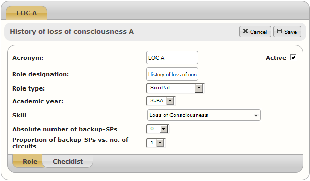 The entry mask for a new role or editing basic information about the role