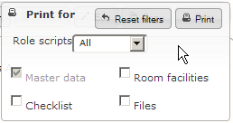 The role printing dialog showing you all the printable options.