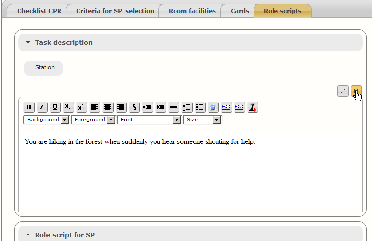 Screenshot showing the rich text editor opened on a Task description