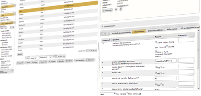 Screenshot of OSCE Managers' simulated patient management screen